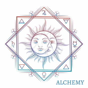 Hand drawn alchemy symbol isolated on white background. Vector illustration