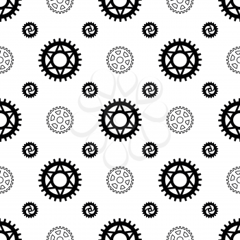 Black gears on white seamless pattern design. Vector illustration