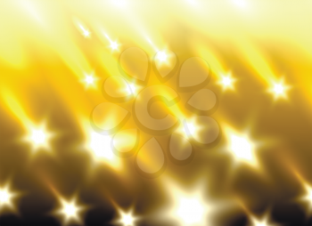 Falling stars horizontal seamless pattern. Golden sky ornament vector illustration