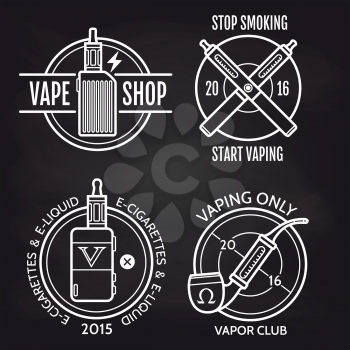 Vape shop logo design on blackboard. Vector illustration