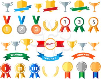 Trophy and awards isolated on white background for diplomas design, vcctor illustration