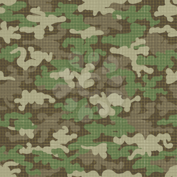 Fabric camouflage texture vector illustration. Camo scrim or camouflages net seamless pattern