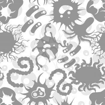 Biological seamless pattern with infection microbes and immune bacteria. Vector illustration