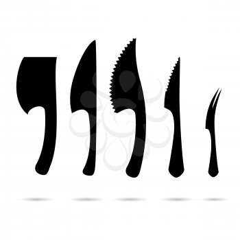 Flat knife icon set isolated on white background. Vector illustration