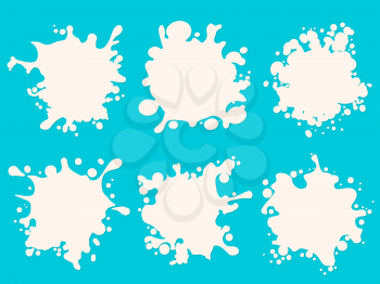 Lecho yoghurt splash set isolated on white background. White creamy milk splashing blots vector illustration