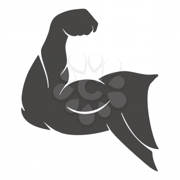 Power muscle arm icon. Strong male hand flexing sign vector illustration