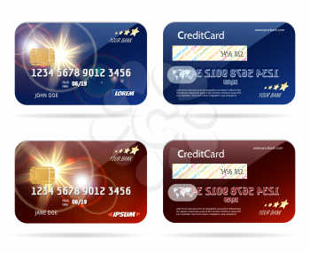 Credit card or creditcard with chip vector illustration for business money concept isolated on white background