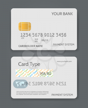 Bank credit card white template vector illustration. Blank plastic card for business identity isolated on background