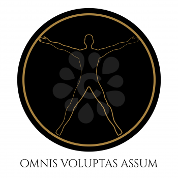 Modern vitruvian man round silhouette design. Vector illustration