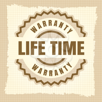 Life time warranty vintage label design. Vector illustration