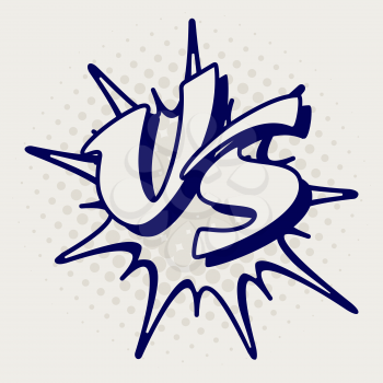 Ballpoint pen imitation battle confrontation patch or VS letters. Vector illustration