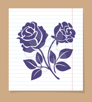 Rose skech on line paper page. Vector illustration