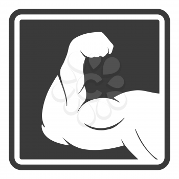 Power male muscle arm silhouette icon, vector illustration