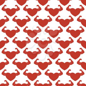 Red strong hearts seamless pattern. Red hearts on white vector background