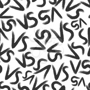 Grunge letters seamless pattern. Vector hand writing VS or versus seamless texture