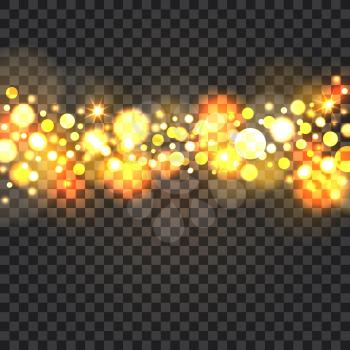 Abstract bokeh background with fire color splashes on dark, vector illustration
