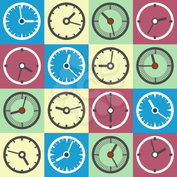 Colorful clock icons. Flat time icon set vector illustration