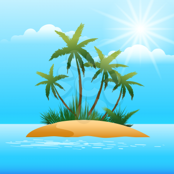 Small tropical island in the ocean. Vector illustration