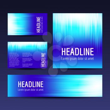 Set of abstract gradient backgrounds vector templates in blue color
