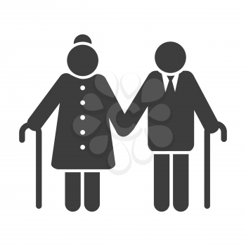 Older couple icon. Pension senior people symbol, elderly or old-aged couple vector illustration