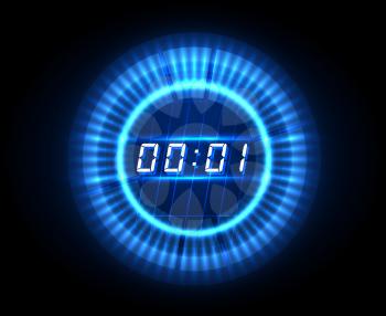 Futuristic countdown clock. Digital electronic timer concept vector illustration