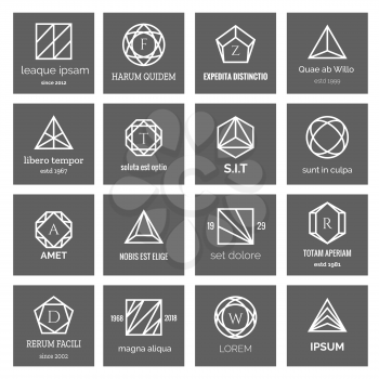 Geometric shapes logo. Hexagon and triangle, square and circle abstract geometrical logo icons vector illustration