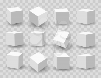 White blocks. 3d modeling white cubes vector illustration