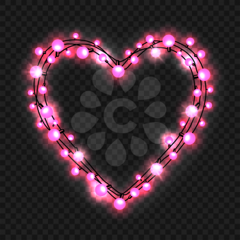 Heart shape garland on the transparent background, vector illustration