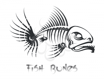Fish bones tattoo. Aggressive toothy fish leftovers vector illustration
