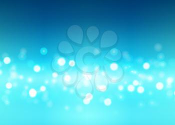 Abstract bokeh lights on the blue background, vector illustration