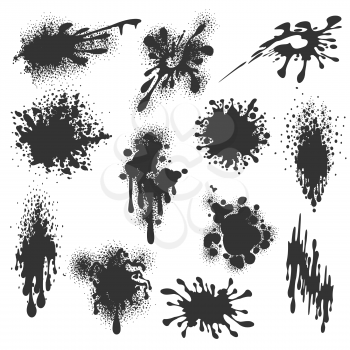 Ink drops. Vector paint spots isolated, inkblot or inked splatter white background
