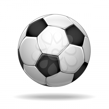 Soccer ball. Vector football bol with black abd white spots isolated on white background