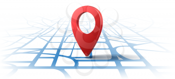 Gps 3d location pins. City or nautica map locations, street pointer symbols, check in icons, vector illustration