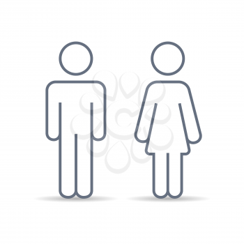 Icon of outline couple of man and woman. Line symbol of genders, silhouette of marriage, icons from restroom, vector illustration of romantic pictograms isolated on white background