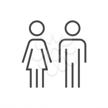 Couple signage icon. Man and woman line sign, outline washroom or toilet contour pictogram, male and female wc restroom vector symbol