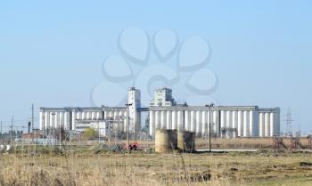 Elevator grain storage. The building for drying and storage of wheat, barley and other grains.