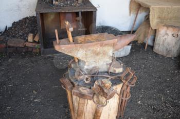 Old forge anvil. Reconstruction of life of Cossacks of Kuban.