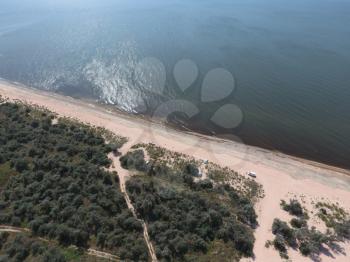 Top view of the Sea of Azov. Seaside Resort.
