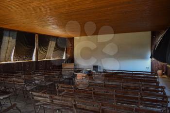Russia, Ataman - 26 September 2015: an old cinema hall with a modern projector.