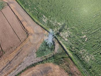 Top view, photos with quadrocopters, the mast power line.