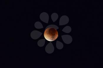 Total lunar eclipse. Orange Moon during an eclipse.