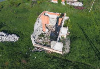 Top view of an abandoned building a house. Construction in progress.