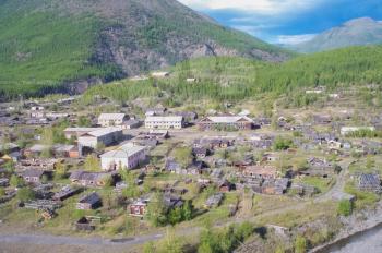 Russia, Nezhdaninskoe - 18 July 2014: View on the village Nezhdaninskoye. Settlement in the hills.