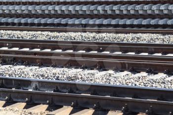 Railroad tracks at the train station. The new railway.