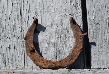 Old rusty horseshoe. Symbol for good luck and good fortune.