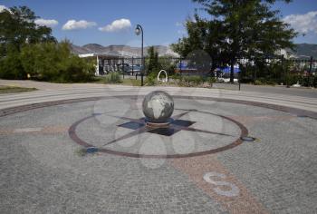 Granite bowl engraved maps of the world. The symbol of peace and unity.