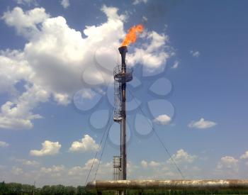 Oil field. The equipment of crafts , iron designs and pipes