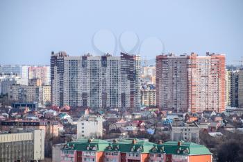 City landscape. The view from the heights of the 24th floor. Krasnodar city. Urban view.