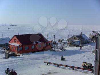 YAMAL, SYO-YAHA -  January 15, 2015: Appearance of the settlement of Syo-Yakh in the winter. North of Russia.