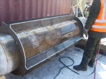 Welding of a dyuker in a cartridge. Strengthening of a design of the pipeline.